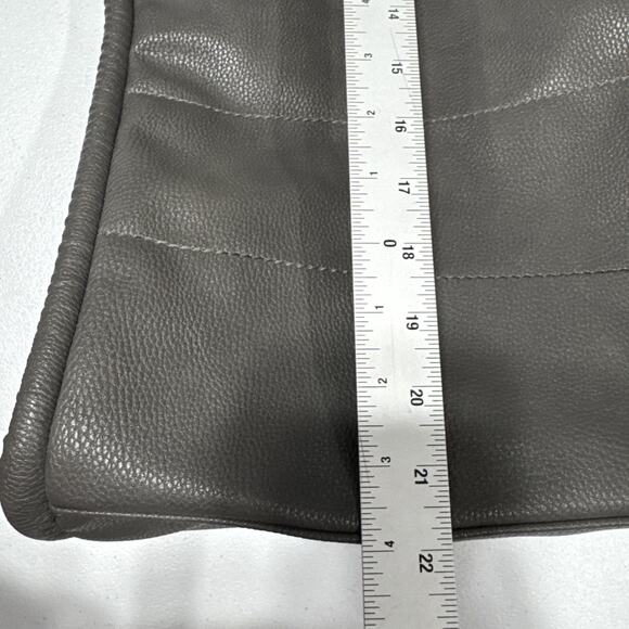 NEIMAN MARCUS Tote Bag Dark Gray Faux Pebbled Vegan Leather Shoulder Purse Large - Picture 9 of 12